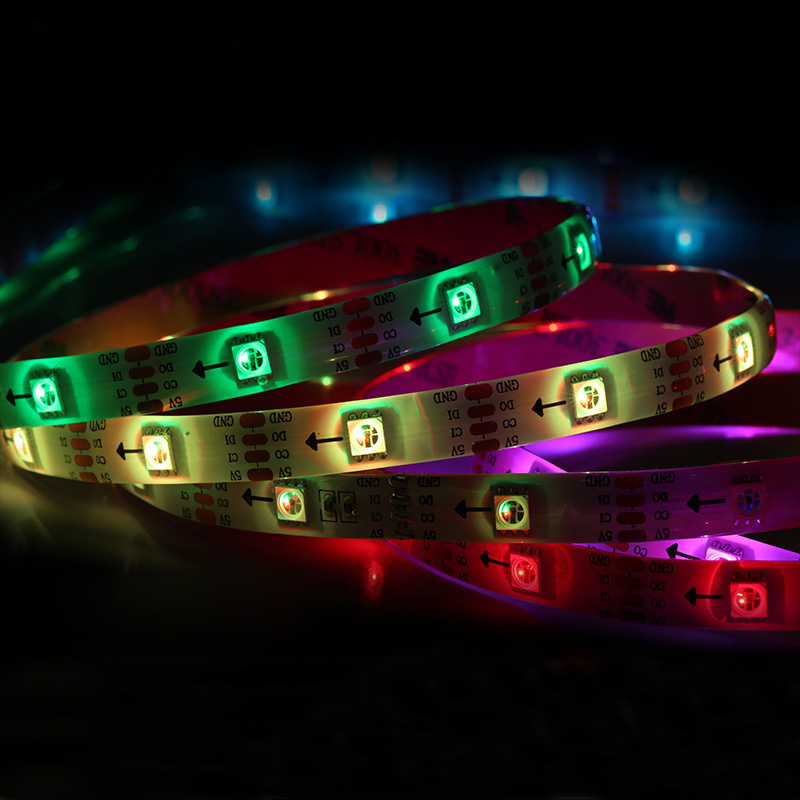 Fastest IC APA107/HD107S Individually Addressable RGB LED Strip Light - DC5V 30LEDs/m 5050SMD Flexible Lights - 16.4Ft/Roll Fastest IC APA107/HD107S Individually Addressable RGB LED Strip Light - DC5V 30LEDs/m 5050SMD Flexible Lights - 16.4Ft/Roll